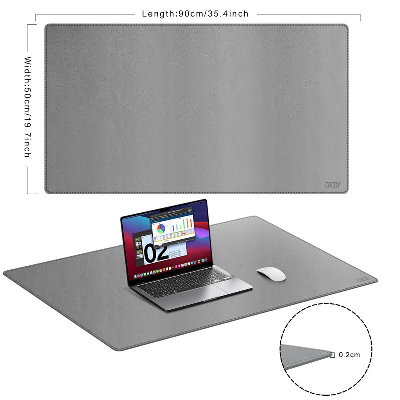 Cacoy 40" x 16" PU Leather Desk Pad Blotter, Extended Gaming Computer Mouse Pad, Waterproof Writing Pad Desktop Protector Mat for Office and Home (Grey) - Image 3